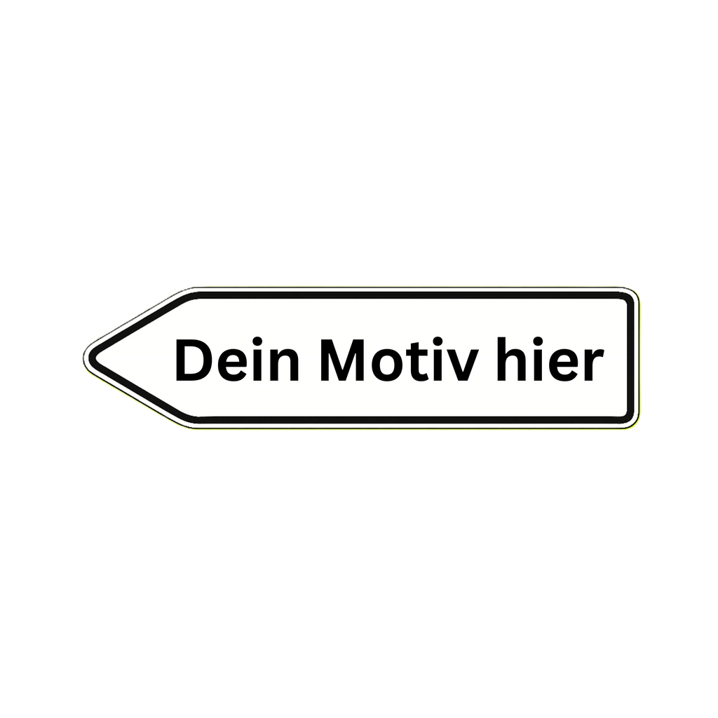 Pfeilwegweiser links personalisierbar mit Wunschtext 125x35 cm Aluminium