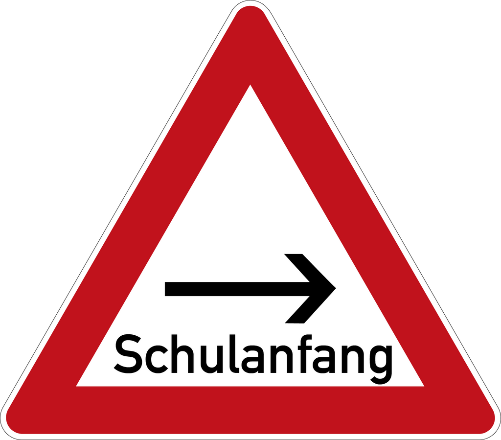 Schulanfang Verkehrsschild Gefahrenschild mit Pfeil 63 cm Aluminium