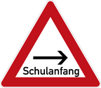 Schulanfang Verkehrsschild Gefahrenschild mit Pfeil 63 cm Aluminium