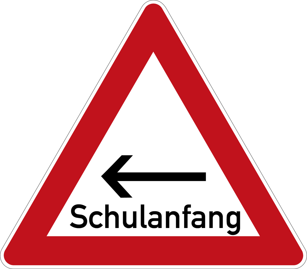 Schulanfang Verkehrsschild Gefahrenschild mit Pfeil 63 cm Aluminium