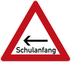 Schulanfang Verkehrsschild Gefahrenschild mit Pfeil 63 cm Aluminium