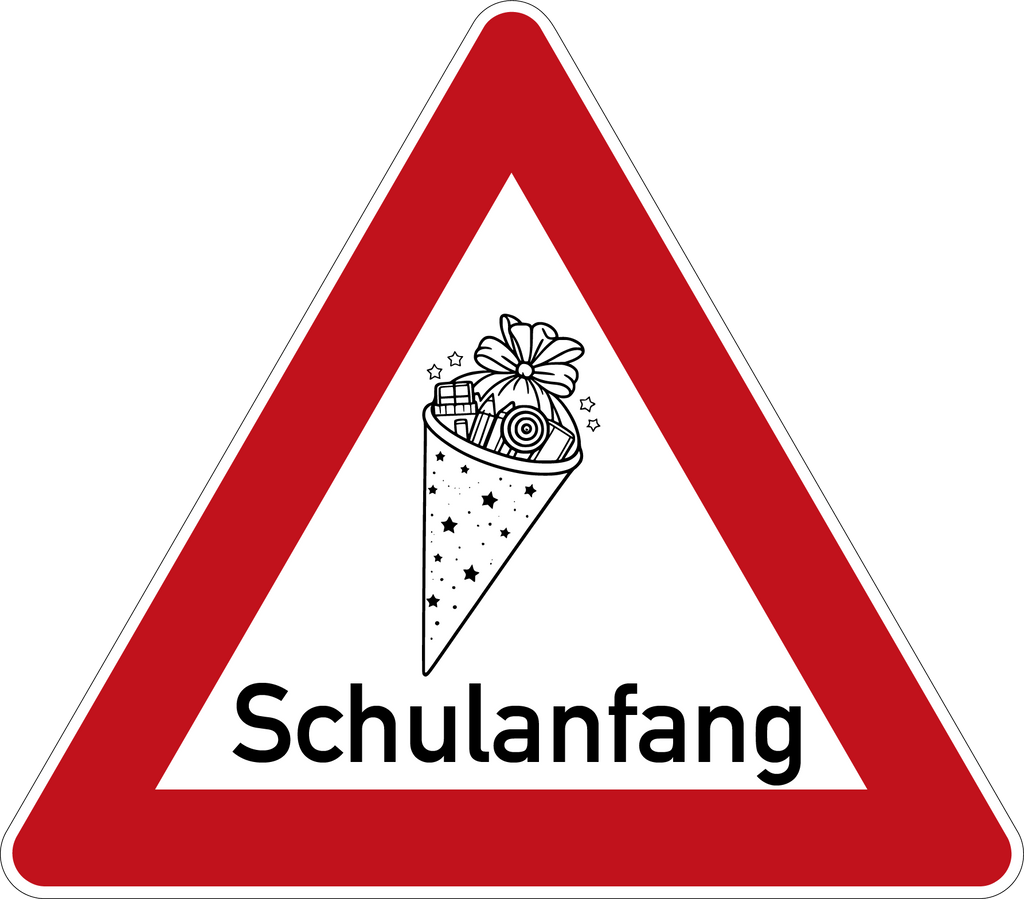 Schulanfang Verkehrsschild Gefahrenschild mit Pfeil 63 cm Aluminium