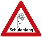 Schulanfang Verkehrsschild Gefahrenschild mit Pfeil 63 cm Aluminium