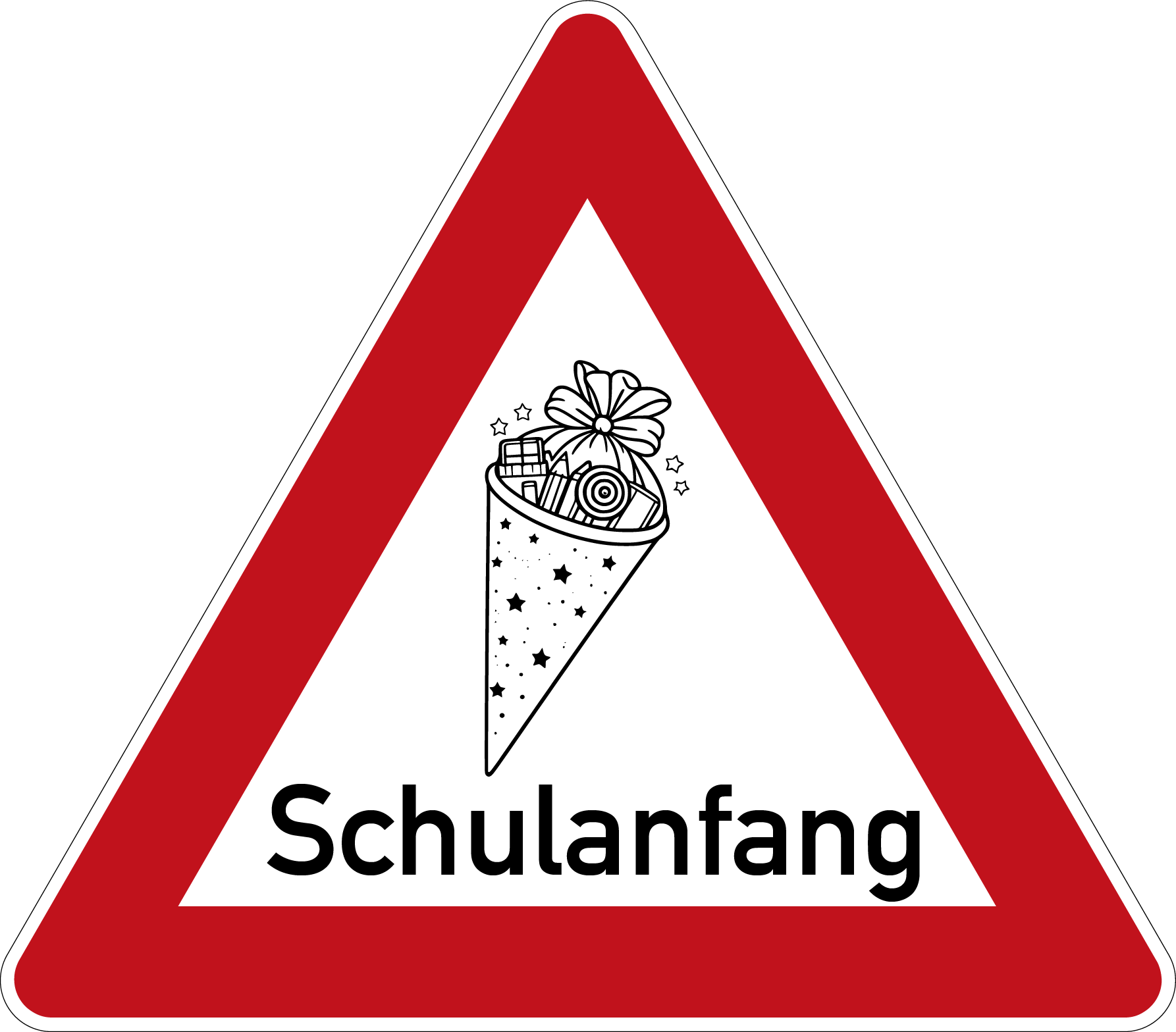 Schulanfang Verkehrsschild Gefahrenschild mit Pfeil 63 cm Aluminium