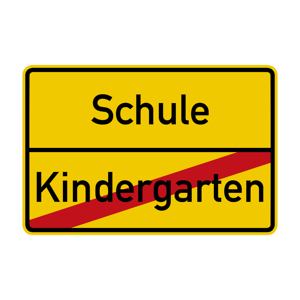 Schulanfang Ortsschild Kindergarten durchgestrichen 90x60 cm Aluminium