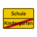 Schulanfang Ortsschild Kindergarten durchgestrichen 90x60 cm Aluminium