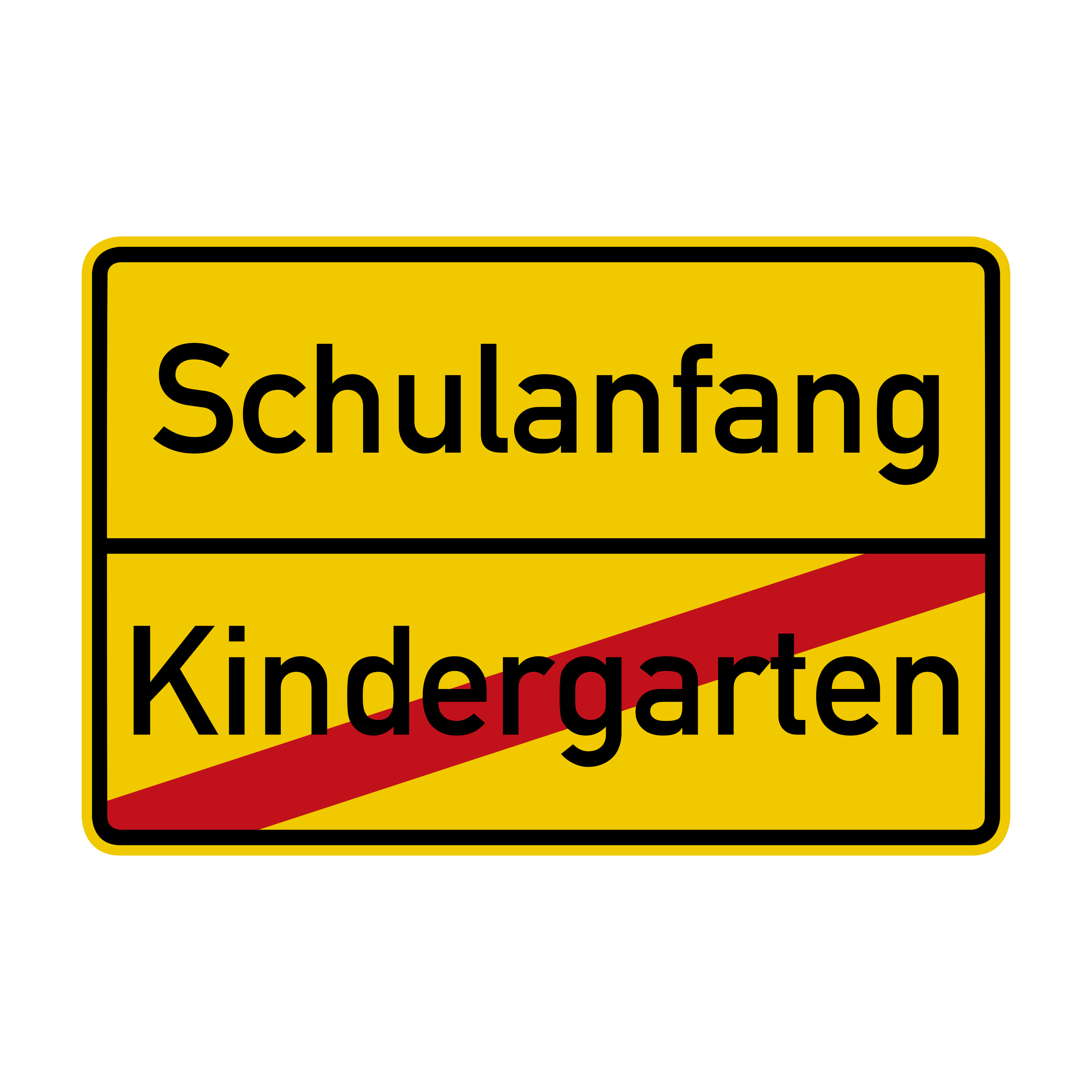 Schulanfang Ortsschild Kindergarten durchgestrichen 90x60 cm Aluminium