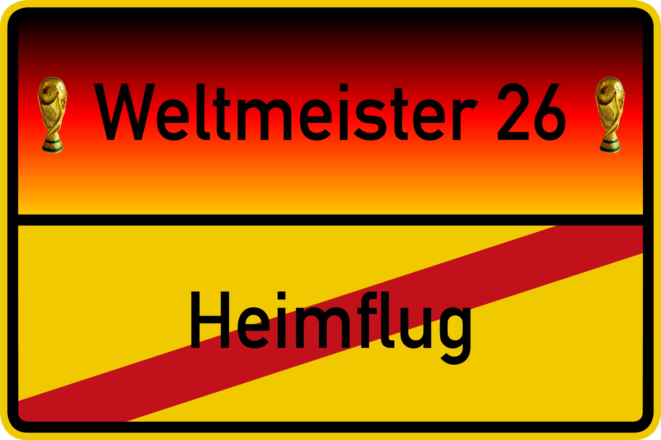 Ortsschild WM Edition 90x60 cm Aluminium Verkehrsschild